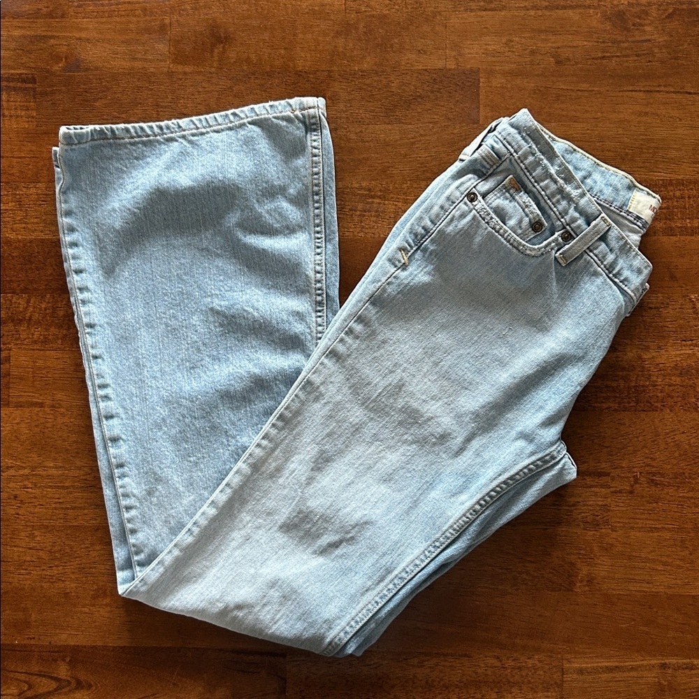 Massimo, low rise, flare, vintage, Y2K trendy, cotton light blue jeans, size 5‌ - Picture 11 of 13